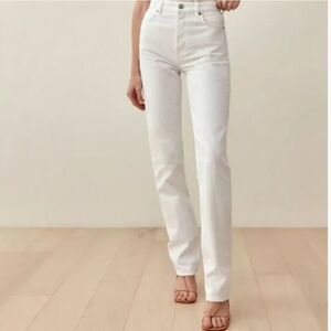 Reformation Cynthia High Rise Straight Jeans- WHITE